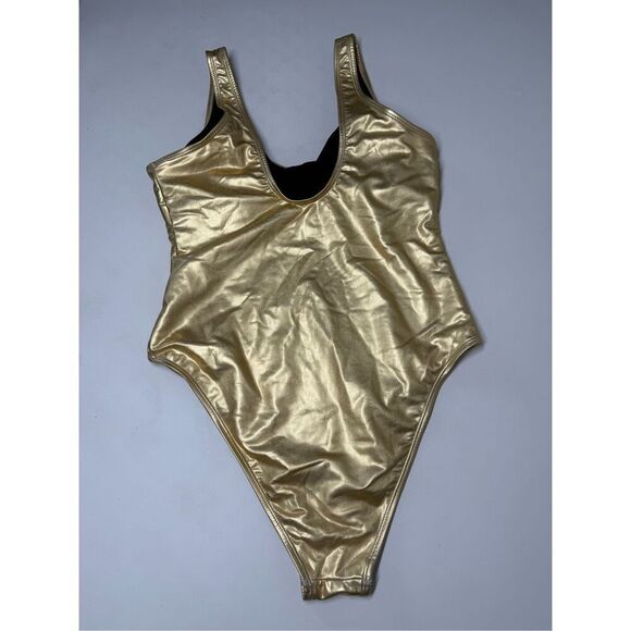 Rita Ora X Primark Women’s One Piece Gold High Legs Swimsuit Lined Padded Size M - Picture 5 of 8